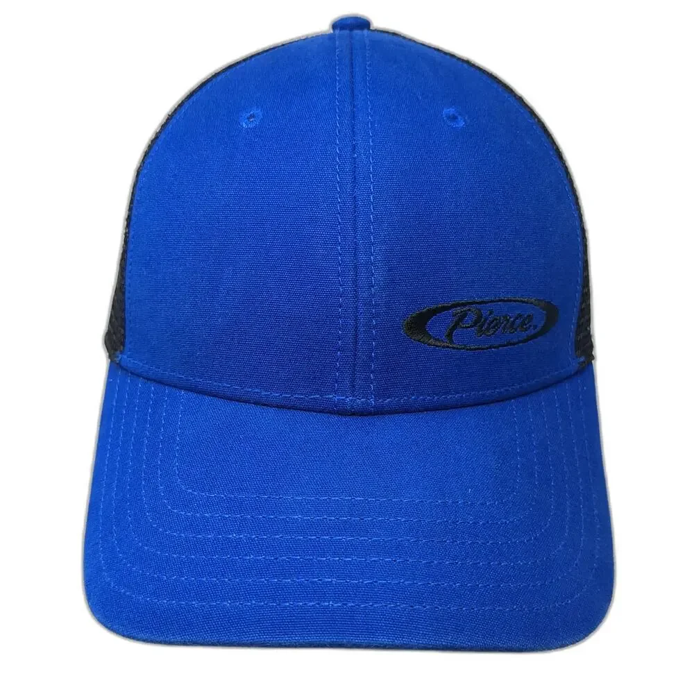 The North Face Trucker Hat Blue One Size Pierce Logo Mesh Snapback Black Cap